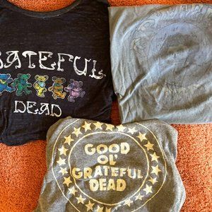 LOT OF 3 GRATEFUL DEAD LOGO TOPS TEE TANK DANCING BEARS SKELETON AMERICAN BEAUTY